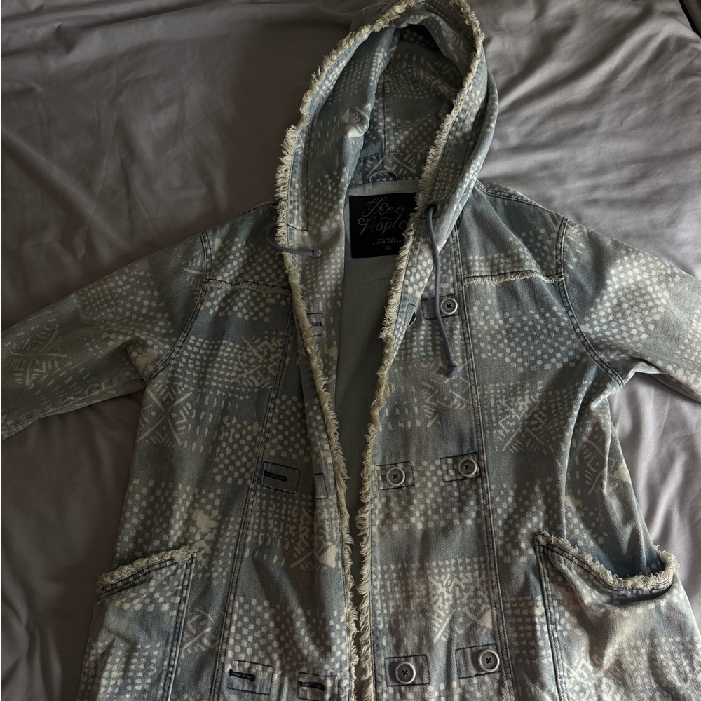 Free People Gray Patterned Utility Jacket - Picture 2 of 4